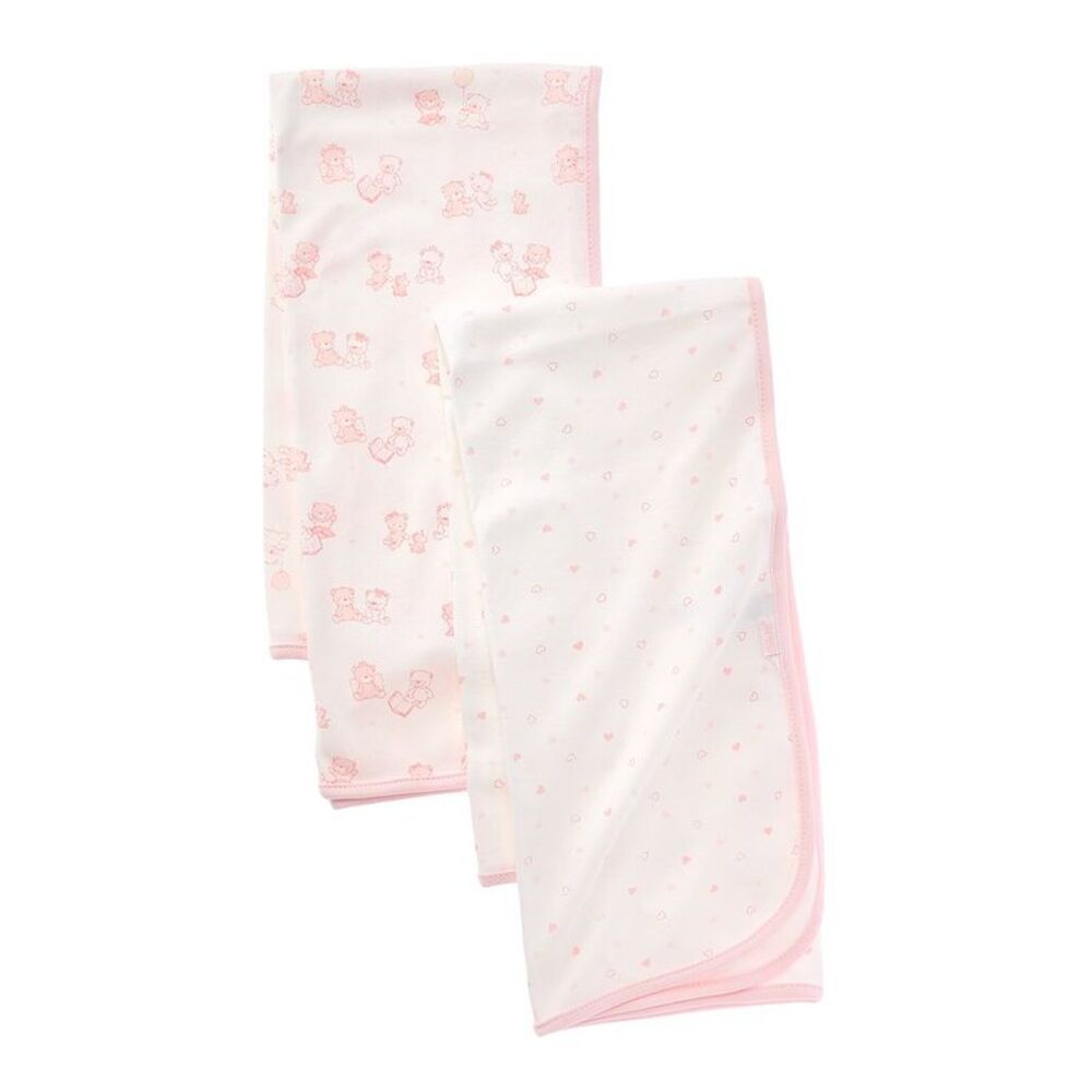 Little Me Girls  2Pk Bears Receiving Blanket, Pink